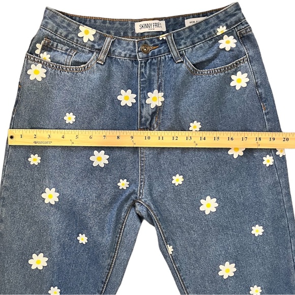 High Waist Daisy Print Mom Jeans Size 9 Excellent Pre-owned Condition - Picture 7 of 10